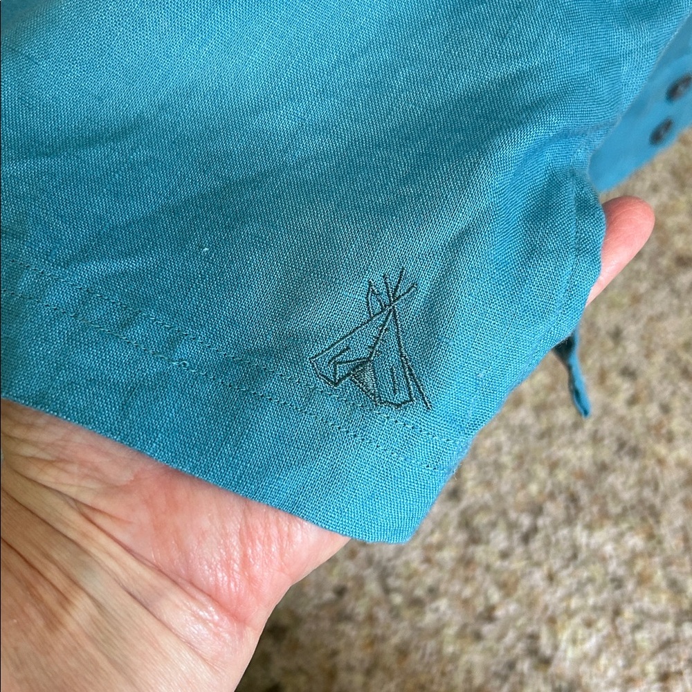 Teal Pendleton Button Down Shirt Petite Medium - image 7